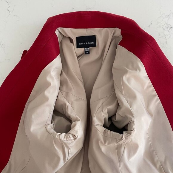 Judith & Charles Classic Double Breasted Notch Collar Wool Blazer Red Sz 12 - Picture 13 of 14